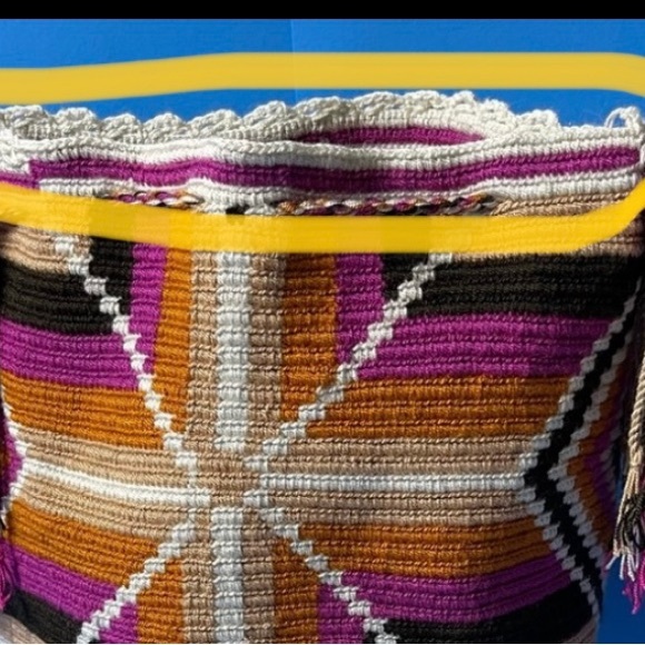 Wayuu Mochila handmade, Patterns & Colorful Bohemian,Boho Crochet Crossbody Bag - Picture 10 of 10